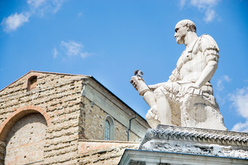 Fototapeta na wymiar Statue of Giovanni delle Bande Nere at Piazza San Lorenzo by Baccio Bandinelli, Florence, Italy