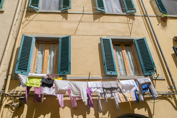 Clothes drying in a Italian balcony