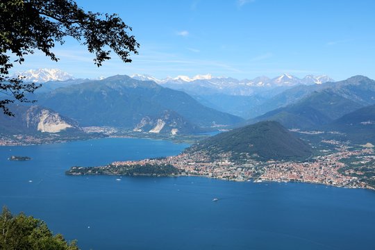 Landscape of Lake Maggiore view from Mount Sasso del Ferro, Laveno Italy 