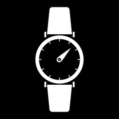 Hand watch  the white color icon .