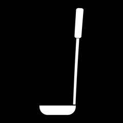 Soup ladle  the white color icon .