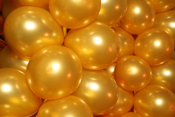 Yellow balloons background. Close up