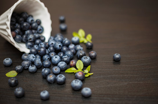 Fresh blueberries on black background