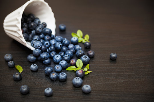 Fresh blueberries on black background
