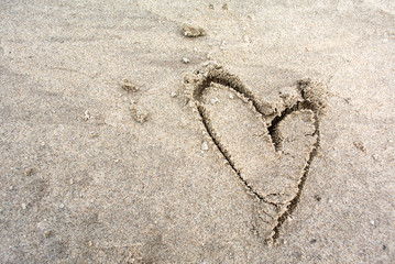 HEART SYMBOL DRAWN ON SAND