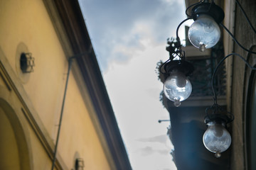 Fototapeta na wymiar House with street light in Florence, Italy
