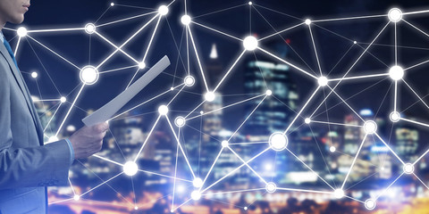 Concept of modern business networking that connect and cooperate people