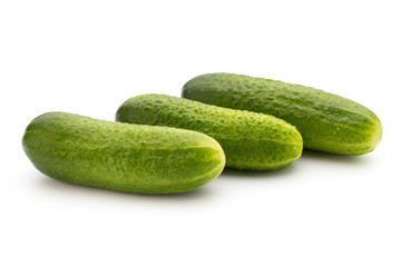 Eco cucumber on white background. Fresh vegetables.