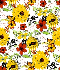 Gordijnen Seamless flower pattern © Ashash