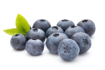 Fresh blueberries on a white background.