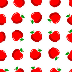 Apples. Seamless pattern with red apples on white 