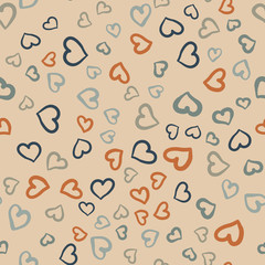 Many hearts seamless vector tile. Valentines day background. Flat design endless chaotic texture made of tiny heart silhouettes