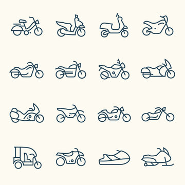 Motorcycles line icon set