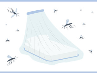 Mosquito net for bed. Zika virus prevention