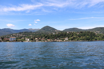 View to Verbania Intra at Lake Maggiore in summer, Piedmont Italy 