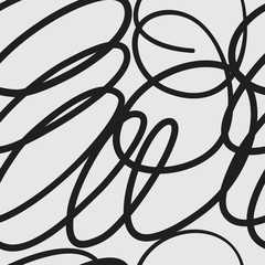 Seamless vector scribble pattern with messy irregular curly lines and spirals. Doodles with scrawls background for print, textile, fabric, wallpaper, card, poster, home decor, packaging, and wrapping  - 163298576