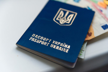 Ukrainian passport, travel concept