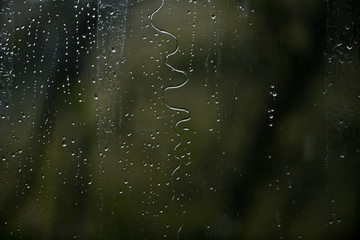 glass of window with water drops