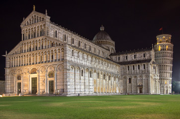 Fototapeta na wymiar Cathedral of Pisa at night in Italy.