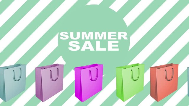Summer sale sign with animated shopping bags