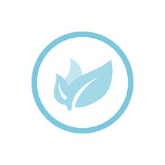 Three leaves organic symbol blue round vector icon