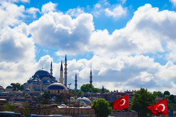 Fatih Mosque and Turkish Flag