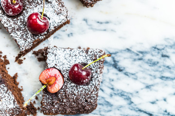 Double Chocolate Brownies with Cherries