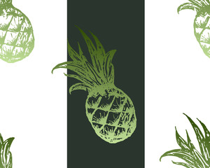 Summer Fresh Pineapple Stripe Seamless Repeat Wallpaper