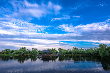 South Korea. Landscape of Buyeo Gungnamji pond