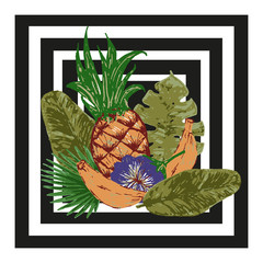 Summer Fresh Pineapple Stripe Seamless Repeat Wallpaper - 163302586