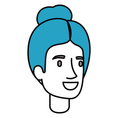 silhouette color sections of woman face with collected hairstyle vector illustration