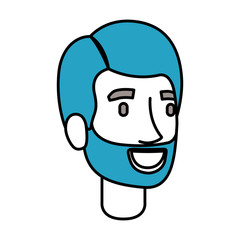 silhouette color sections of bearded man face with side hair vector illustration