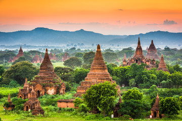 Bagan, Myanmar Ancient Temples - obrazy, fototapety, plakaty