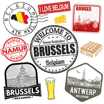 Belgium travel stamps set