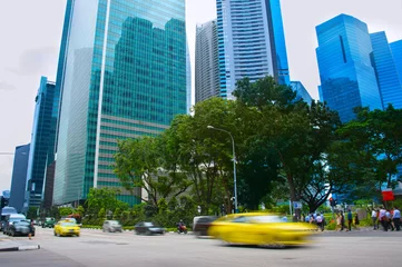 Zelfklevend Fotobehang Rush hour in Singapore © joyt