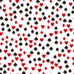 Card suit pattern. Seamless vector game background
