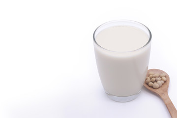 soy milk soybean white background