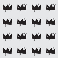 Seamless vector pattern with hand drawn shiny drippy crown illustration. Graffiti style background for print, textile, home decor, or web usage.