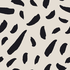 Brush stroke random lines seamless vector pattern. Rough-edged leaf silhouettes. Handmade, modern and stylish fashion background for print, textile, home decor, or web usage.