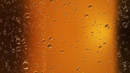 Golden beer bubbles come up 3d illustration
