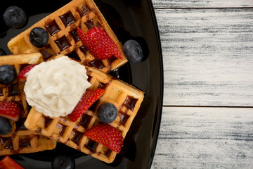 Waffles with fresh berries