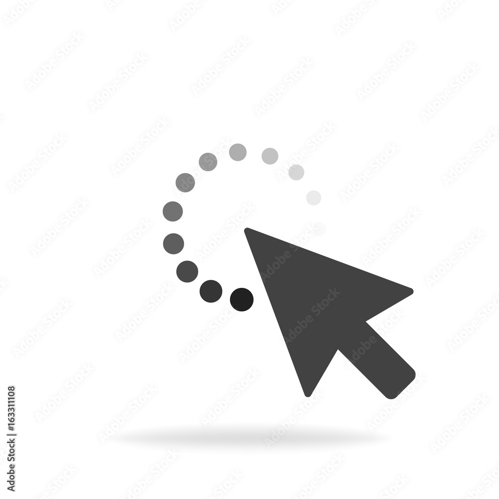 Poster computer mouse click cursor gray arrow icon. vector illustration