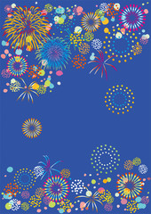 花火ポスター 打ち上げ 紺