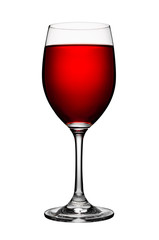 Red wine in a glass isolated on white background