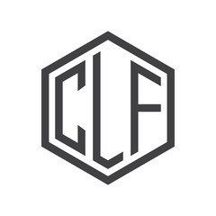 three-letter initials hexagon logo black