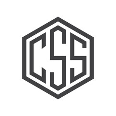 three-letter initials hexagon logo black