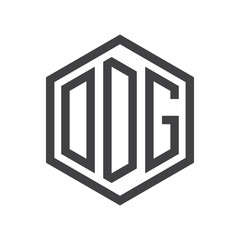 three-letter initials hexagon logo black