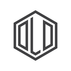 three-letter initials hexagon logo black