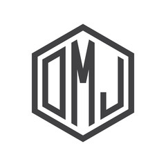 three-letter initials hexagon logo black