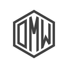 three-letter initials hexagon logo black